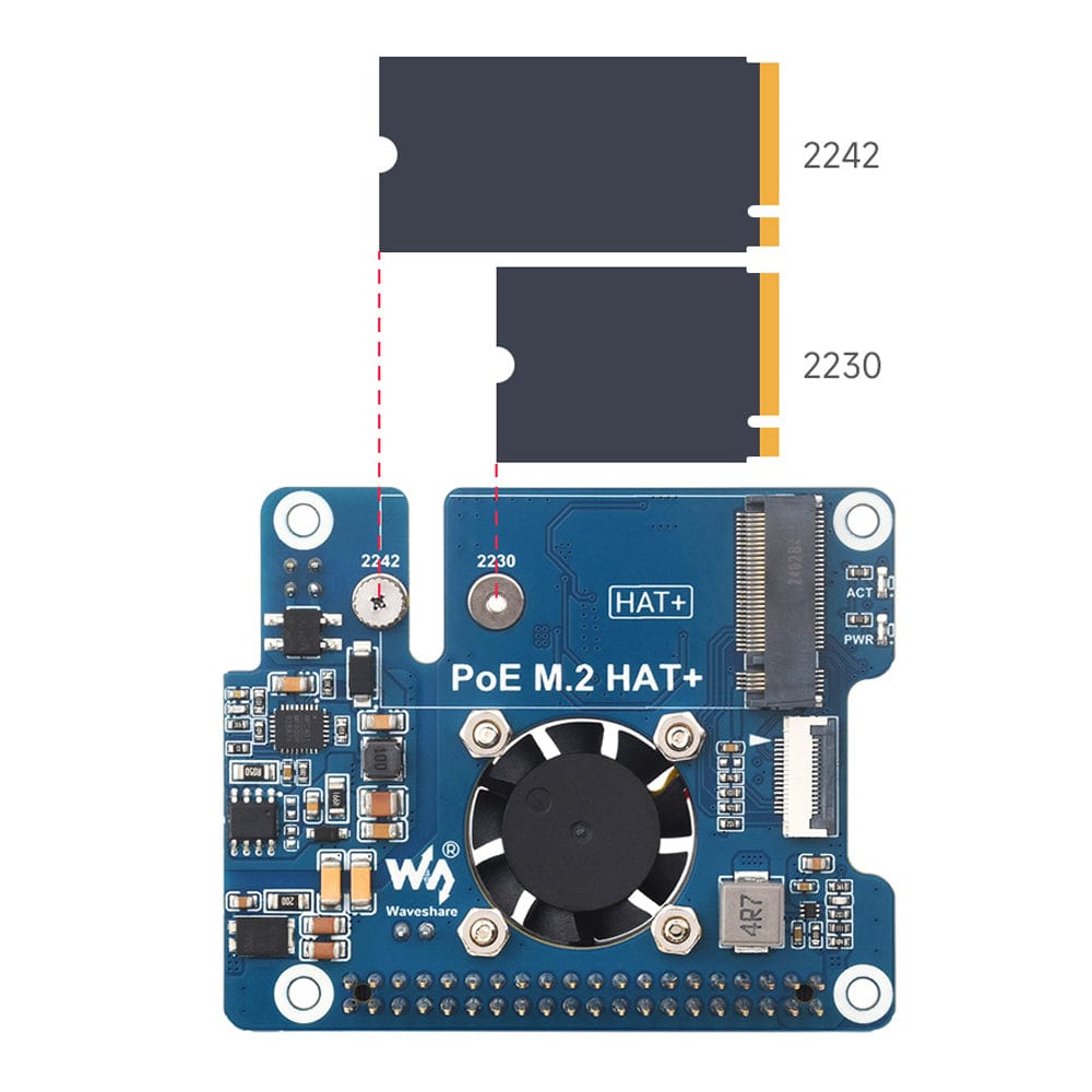 PoE M.2 HAT+ for Raspberry Pi 5 by Waveshare - The Pi Hut