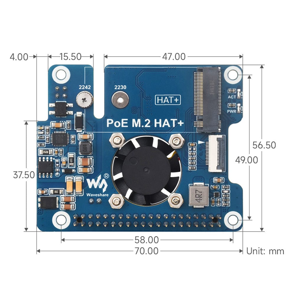 PoE M.2 HAT+ for Raspberry Pi 5 by Waveshare - The Pi Hut