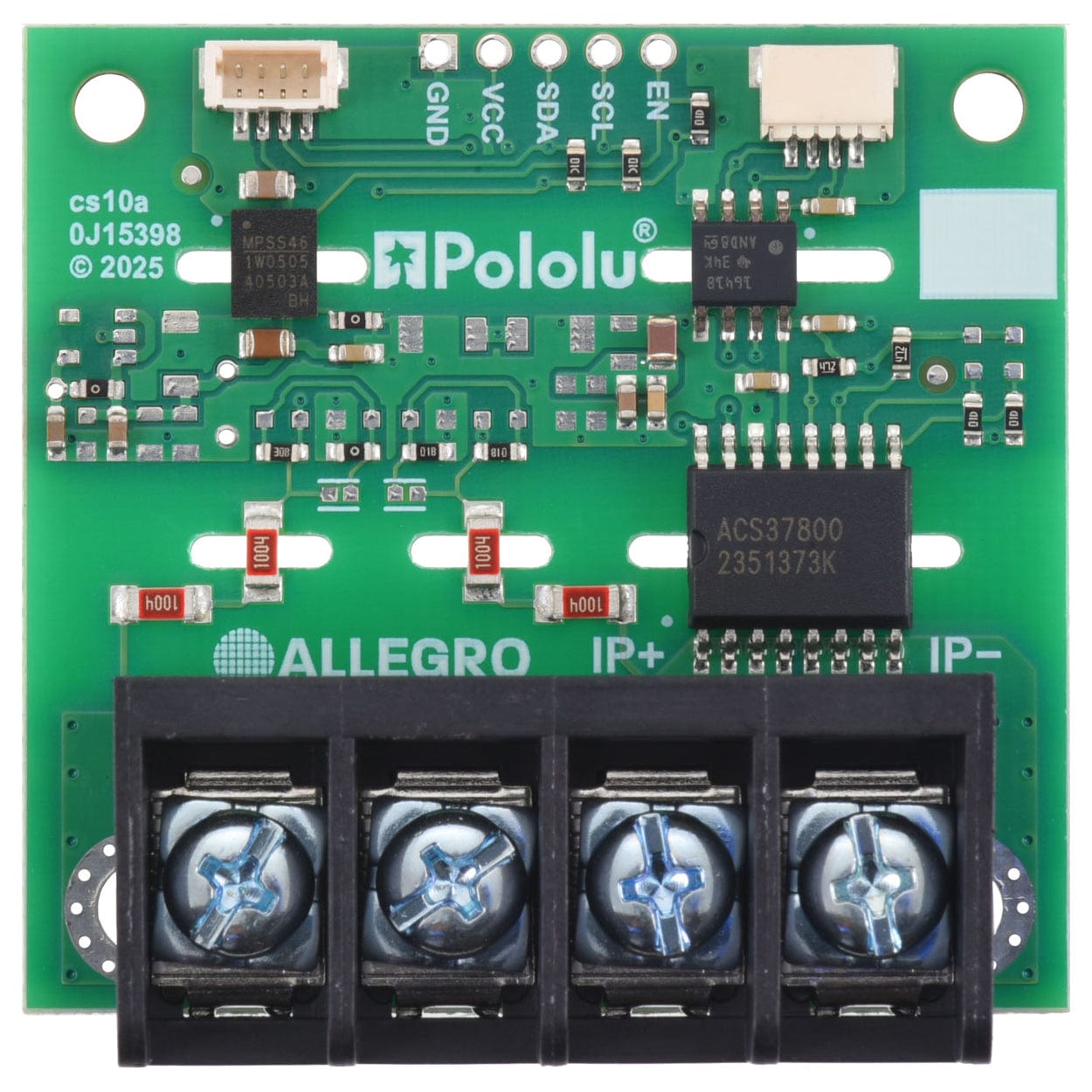 Pololu ACS37800KMACTR-030B3-I2C Power Monitor Carrier with Secondary I²C Isolation (Soldered Terminal Block) by Pololu - The Pi Hut
