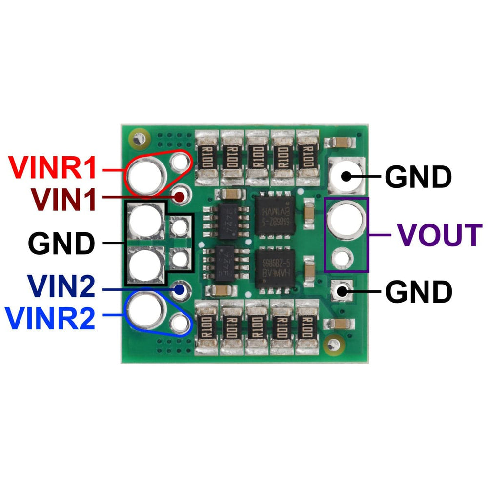 Pololu Power ORing Ideal Diode Pair - 4-60V 6A by Pololu - The Pi Hut