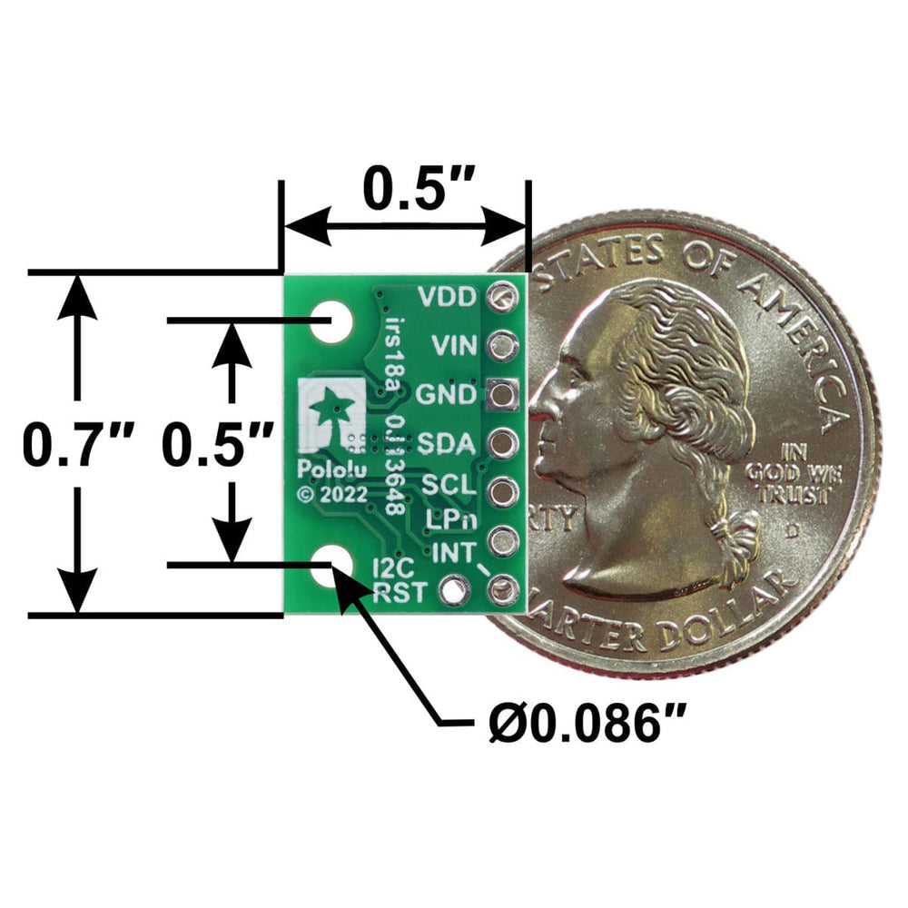 Pololu VL53L7CX Time-of-Flight 8×8-Zone Wide FOV Distance Sensor Carrier with Voltage Regulator - 350cm Max - The Pi Hut