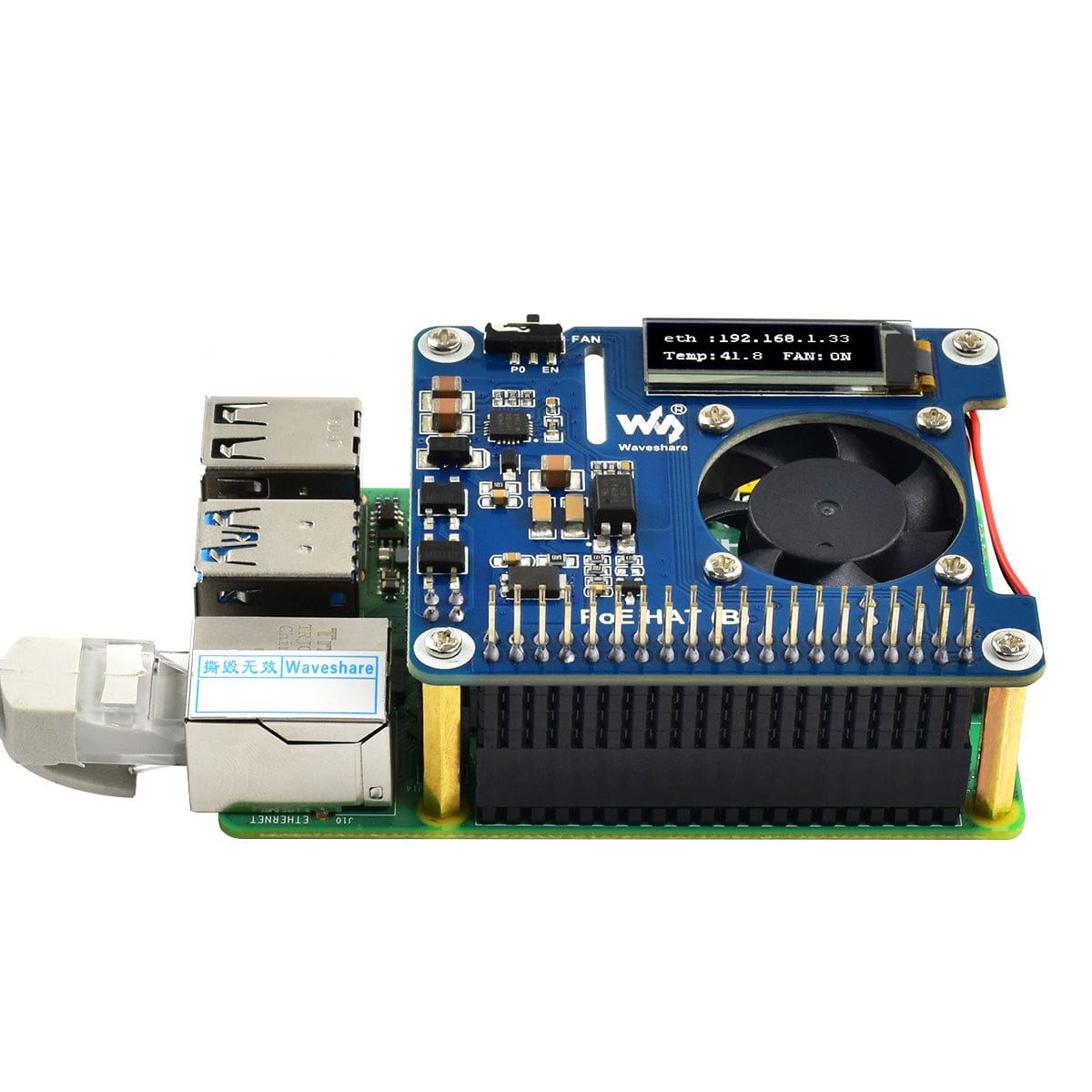 Power over Ethernet HAT for Raspberry Pi 4/3B+ by Waveshare - The Pi Hut