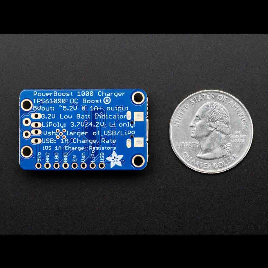 PowerBoost 1000 Charger - Rechargeable 5V Lipo USB Boost @ 1A (1000C) by Adafruit - The Pi Hut