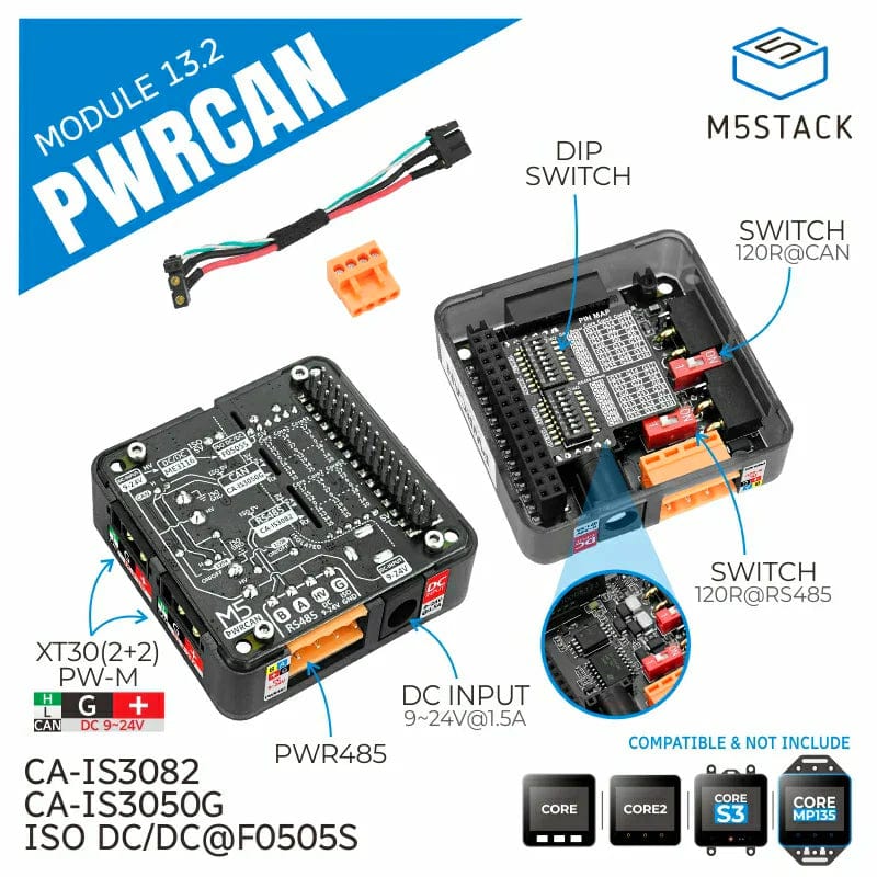 PWRCAN 13.2 Module with Isolated 2-Ch CAN & 1-Ch RS485 by M5Stack - The Pi Hut
