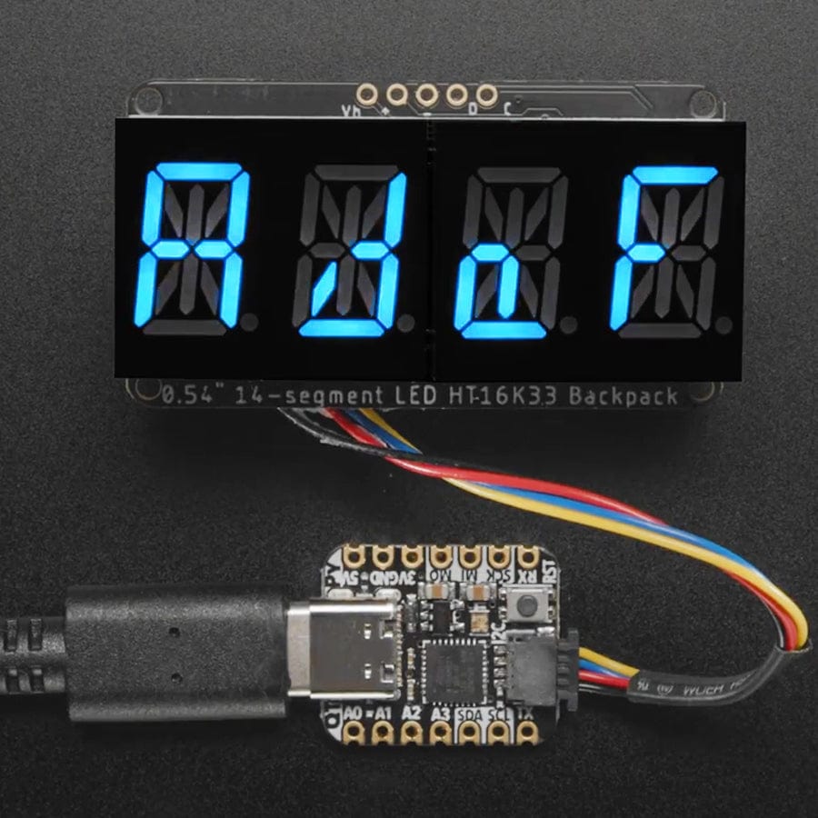 Quad Alphanumeric Display - Blue 0.54" Digits w/ I2C Backpack - STEMMA QT / Qwiic by Adafruit - The Pi Hut