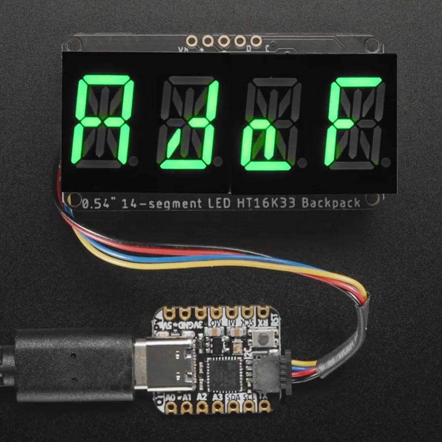 Quad Alphanumeric Display - Pure Green 0.54" Digits w/ Backpack - STEMMA QT / Qwiic by Adafruit - The Pi Hut