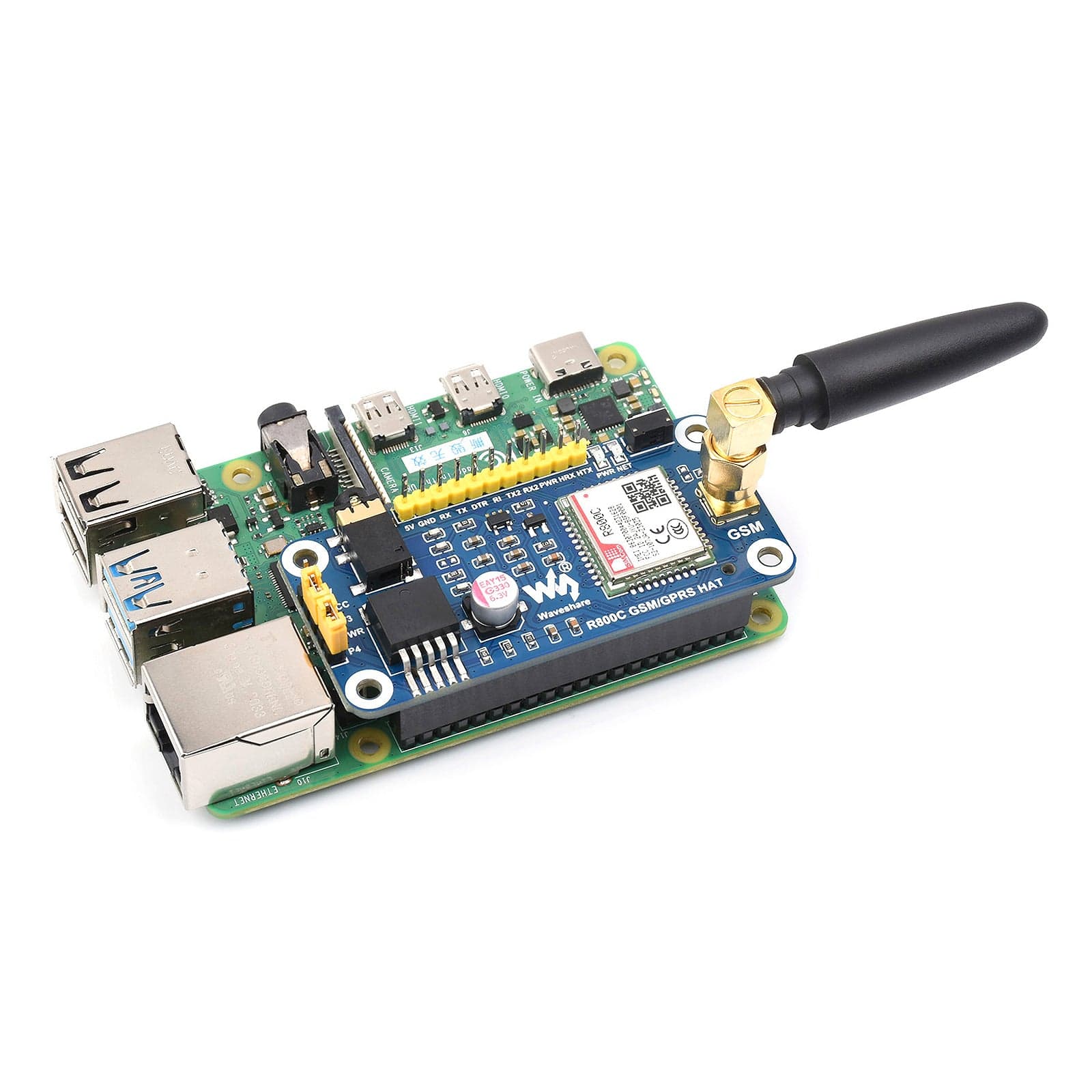 R800C GSM/GPRS HAT for Raspberry Pi by Waveshare - The Pi Hut