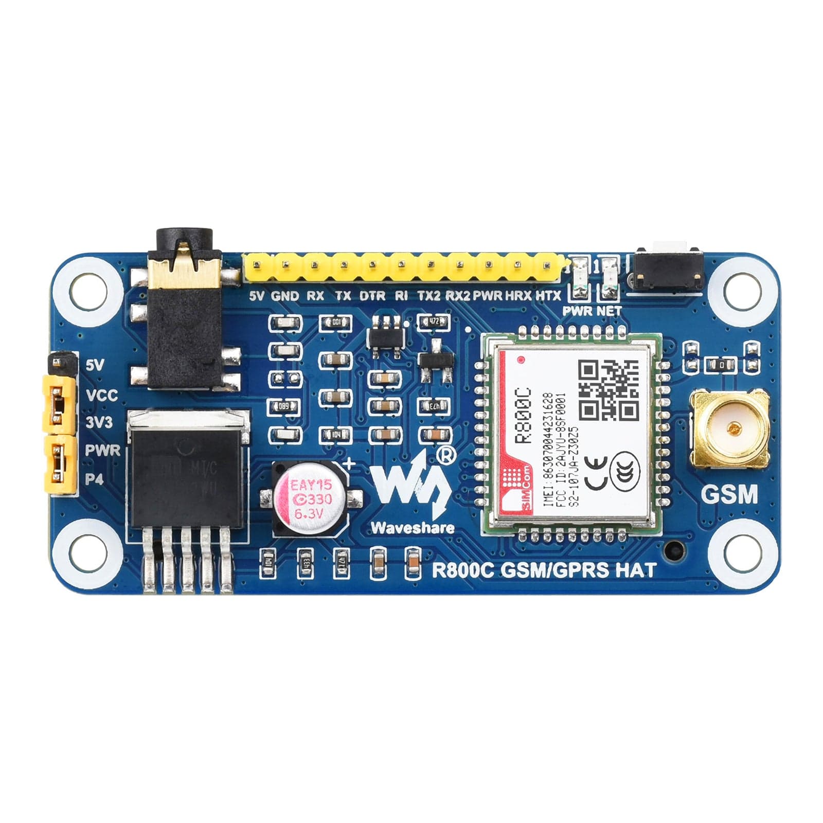 R800C GSM/GPRS HAT for Raspberry Pi by Waveshare - The Pi Hut