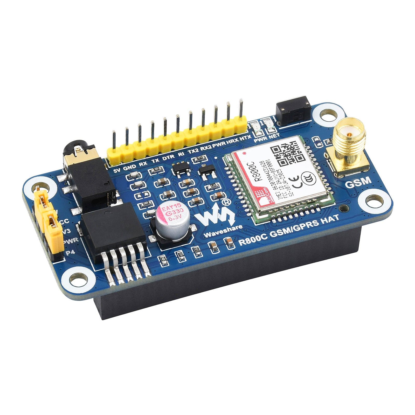 R800C GSM/GPRS HAT for Raspberry Pi by Waveshare - The Pi Hut