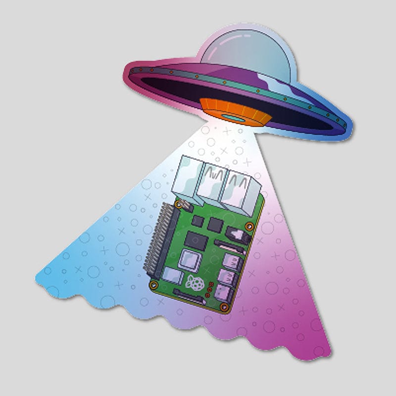 Raspberry Pi UFO Holographic Sticker by Raspberry Pi - The Pi Hut