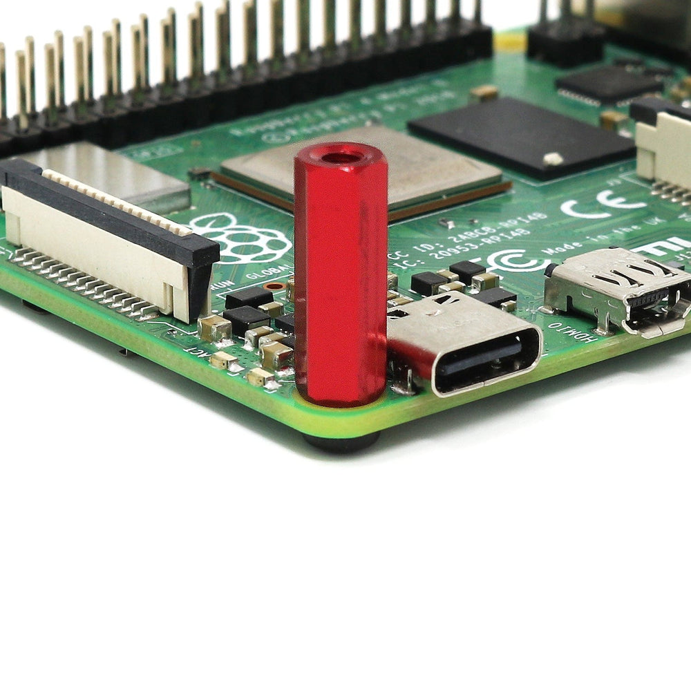 Red Anodised Aluminium Standoff Set (4-pack) by The Pi Hut - The Pi Hut