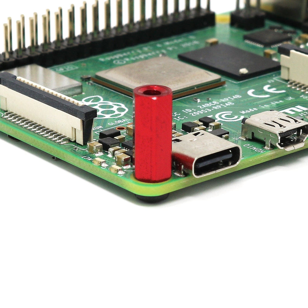 Red Anodised Aluminium Standoff Set (4-pack) by The Pi Hut - The Pi Hut