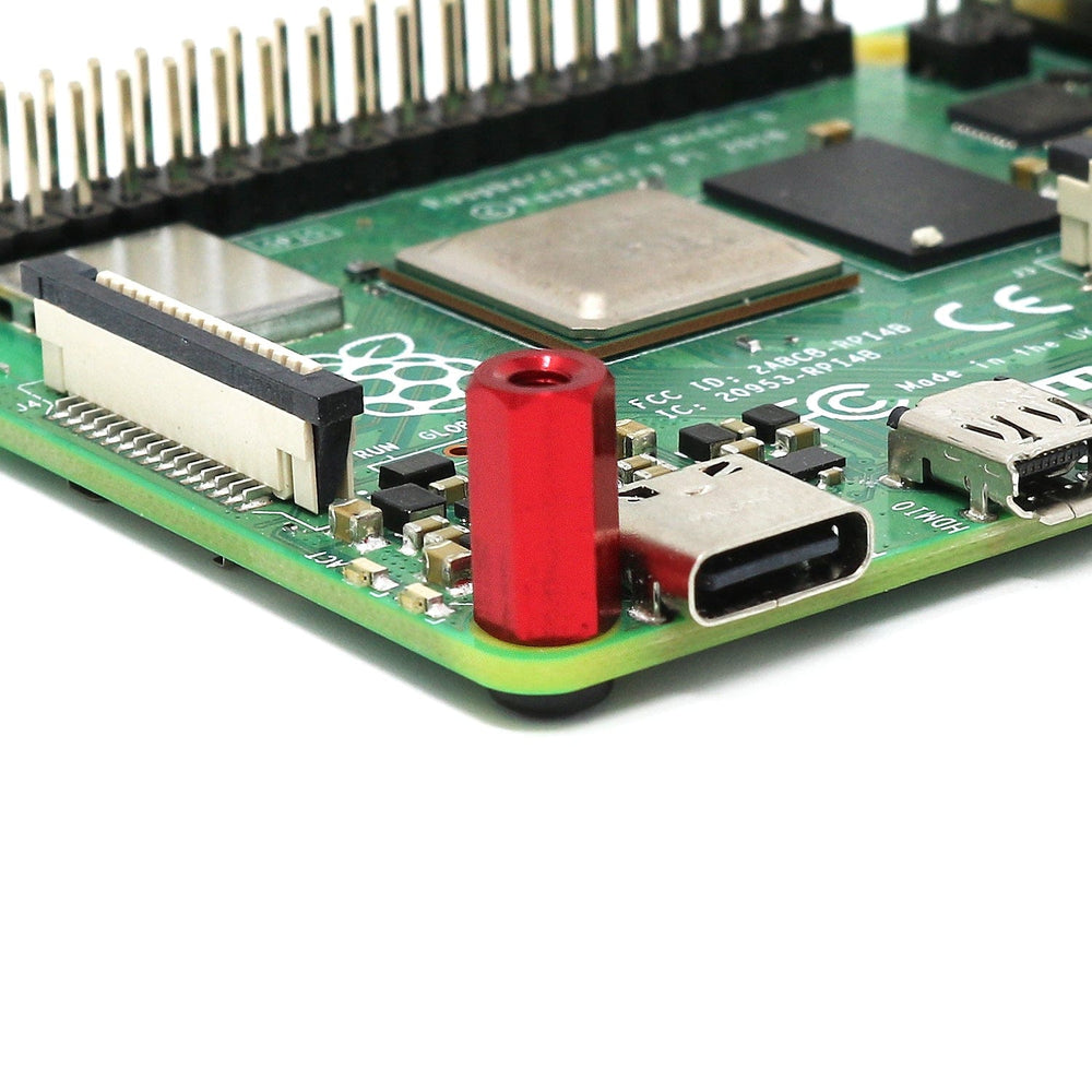 Red Anodised Aluminium Standoff Set (4-pack) by The Pi Hut - The Pi Hut