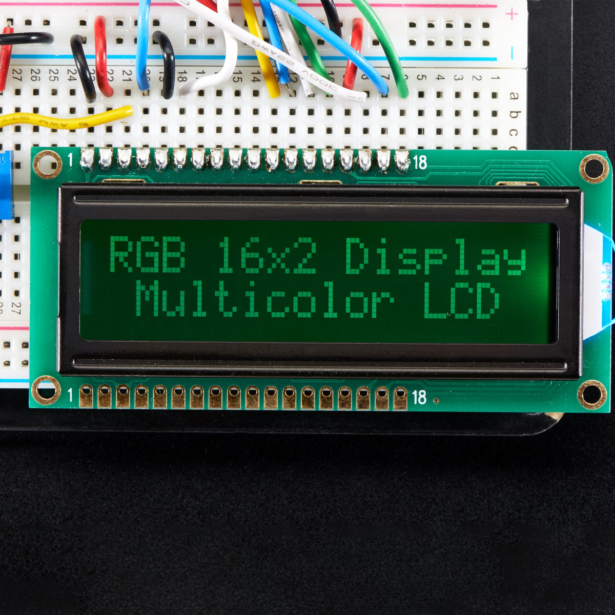 RGB backlight negative LCD 16x2 + extras (RGB on black) by Adafruit - The Pi Hut