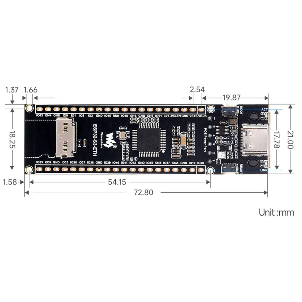RJ45 Ethernet Development Board (ESP32-S3) by Waveshare - The Pi Hut
