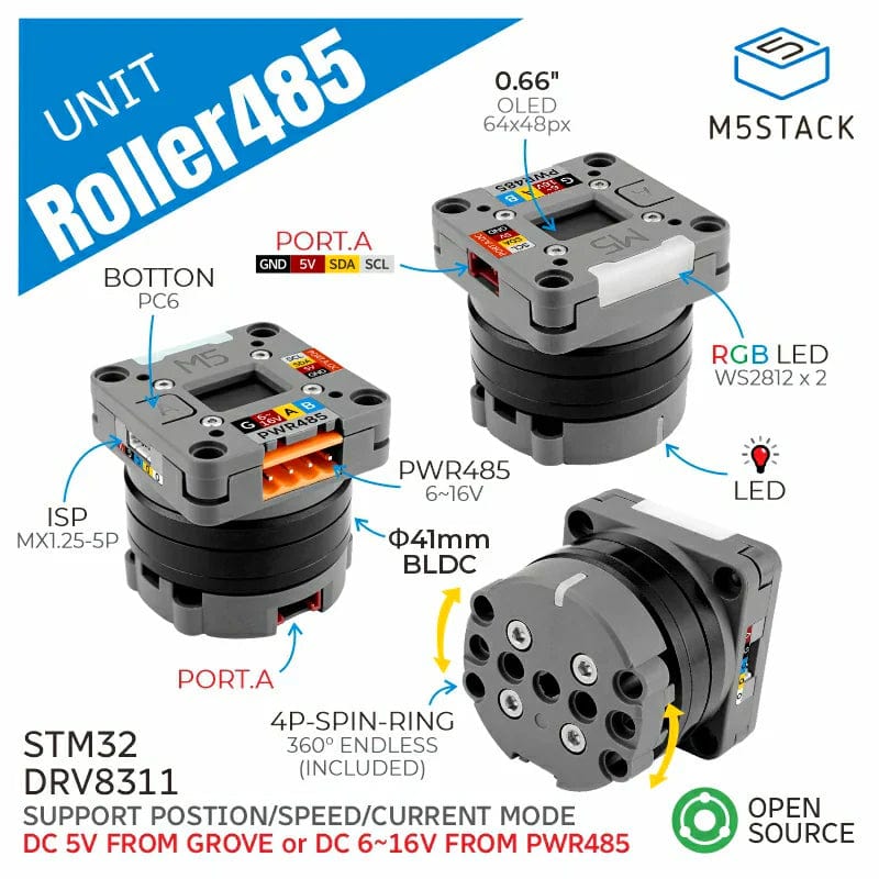 Roller485 Unit with BLDC Motor (STM32) by M5Stack - The Pi Hut