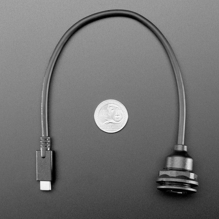 Round Panel Mount USB Cable - USB-B Socket to USB-C Plug by Adafruit - The Pi Hut