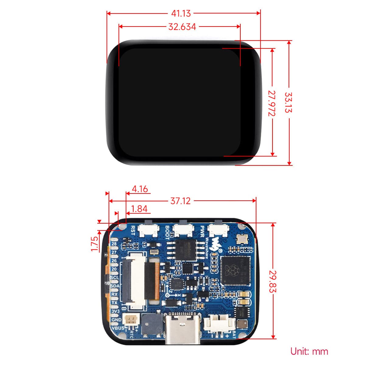 RP2040 Development Board with 1.69" LCD Touch Display (240 x 280) by Waveshare - The Pi Hut