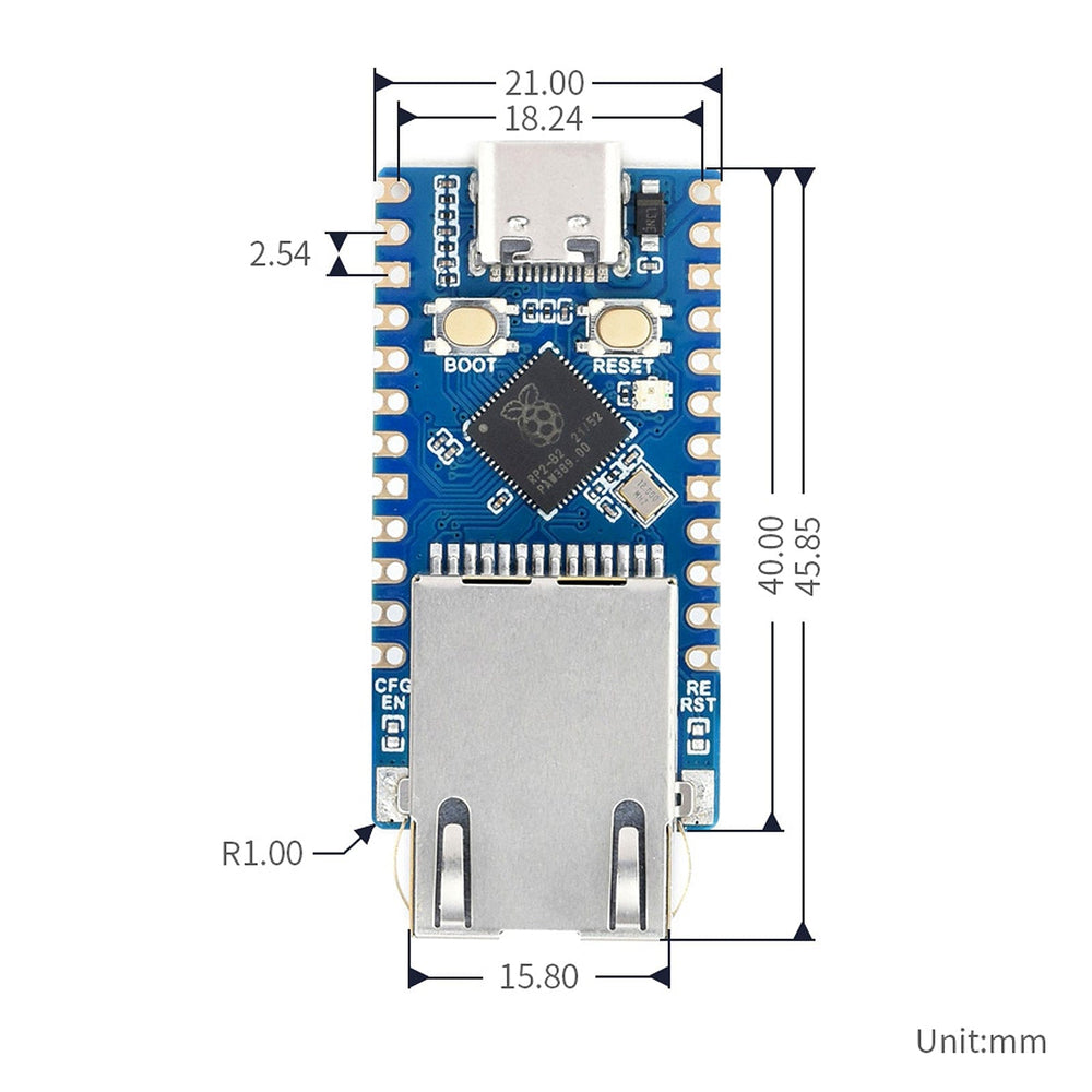 Ethernet Mini Development Board (RP2040) by Waveshare - The Pi Hut