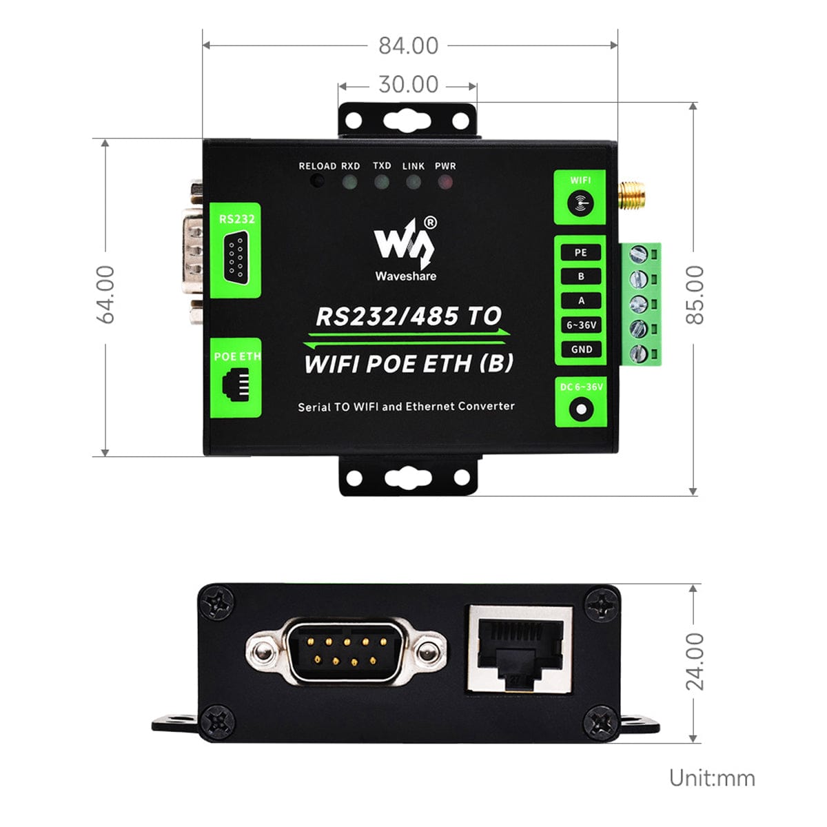 RS232/485 to WiFi/Ethernet Module (Modbus/MQTT Gateway) by Waveshare - The Pi Hut