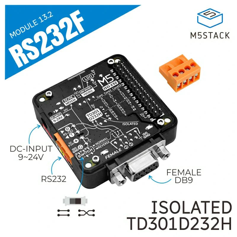 RS232 Module 13.2 with DB9 Female Connector by M5Stack - The Pi Hut