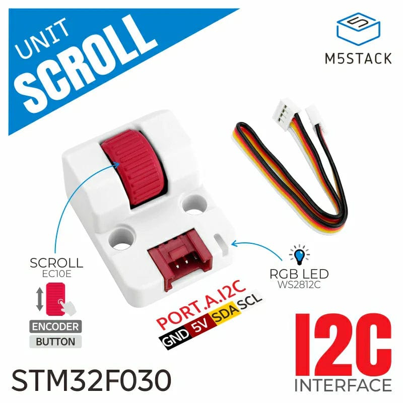 Scroll Unit with Hollow Shaft Encoder (EC10E1220501) by M5Stack - The Pi Hut