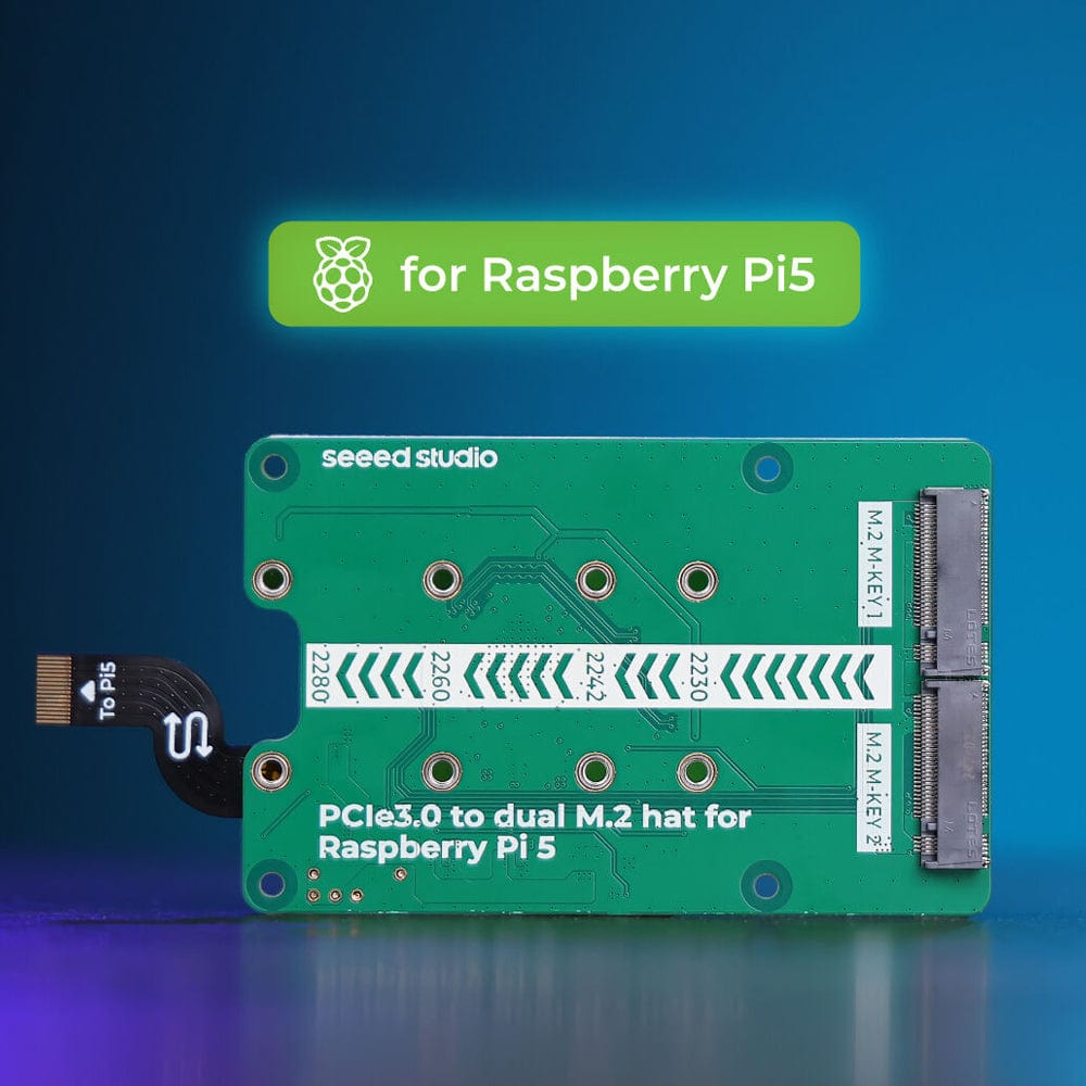 Seeed PCIe 3.0 Dual M.2 HAT for Raspberry Pi 5 by Seeed - The Pi Hut