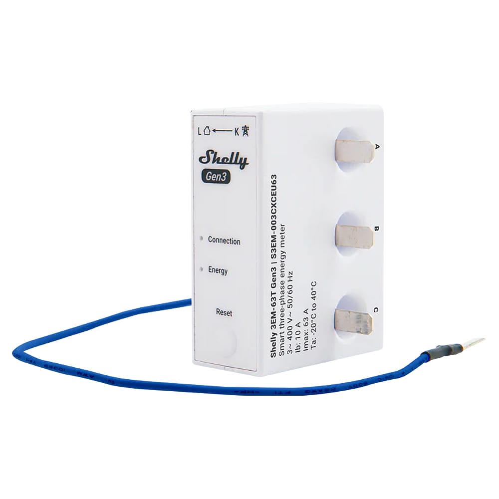 Shelly 3EM-63T Gen3 - Single or Three-Phase Energy Meter by Shelly - The Pi Hut