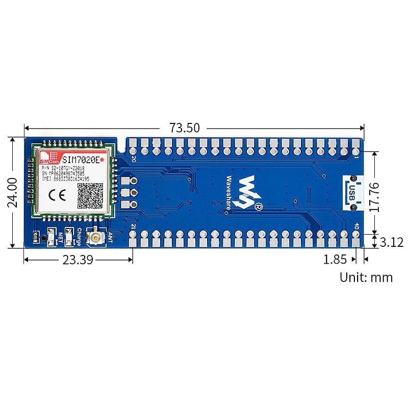 SIM7020E NB-IoT Module For Raspberry Pi Pico by Waveshare - The Pi Hut