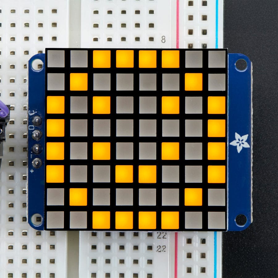 Small 1.2" 8x8 Ultra Bright Square Yellow LED Matrix + Backpack by Adafruit - The Pi Hut