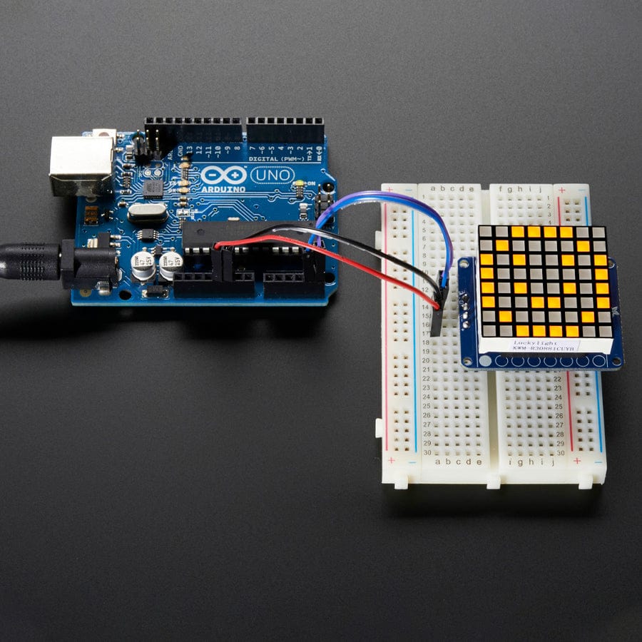 Small 1.2" 8x8 Ultra Bright Square Yellow LED Matrix + Backpack - The Pi Hut