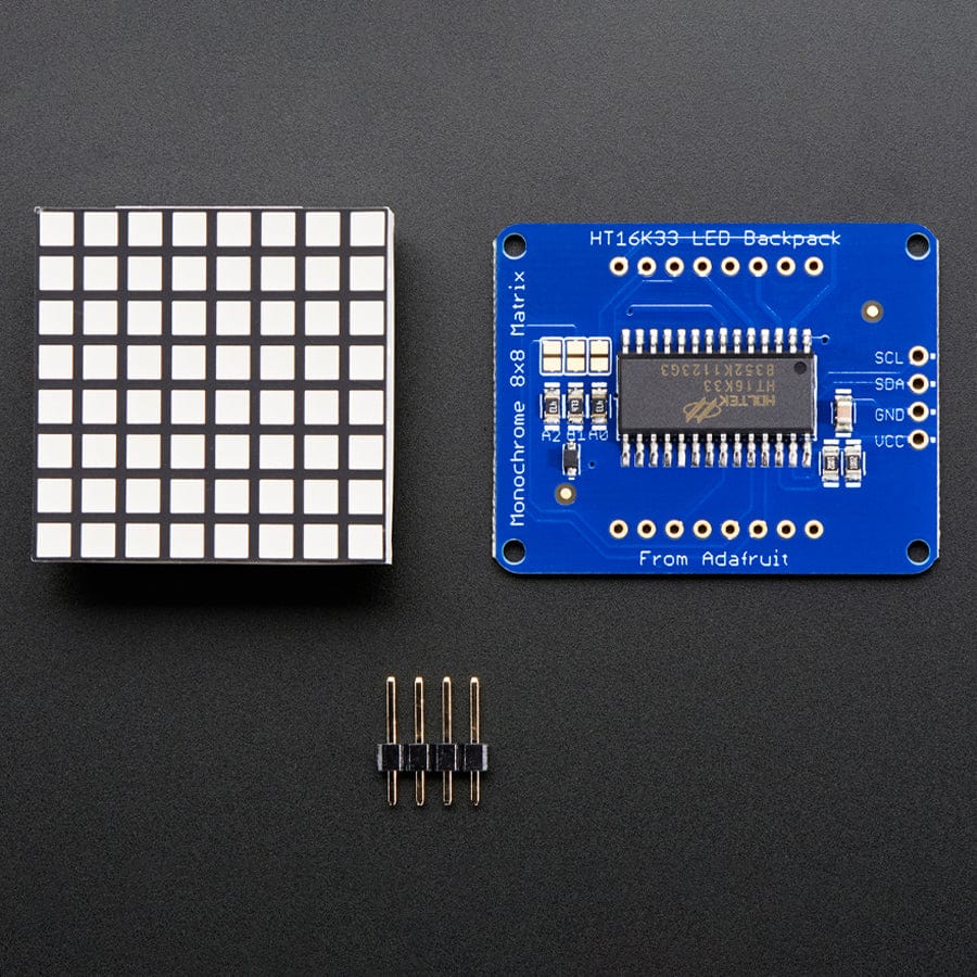 Small 1.2" 8x8 Ultra Bright Square Yellow LED Matrix + Backpack - The Pi Hut