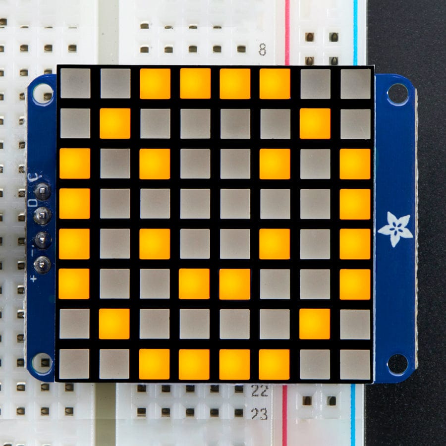 Small 1.2" 8x8 Ultra Bright Square Yellow LED Matrix + Backpack - The Pi Hut
