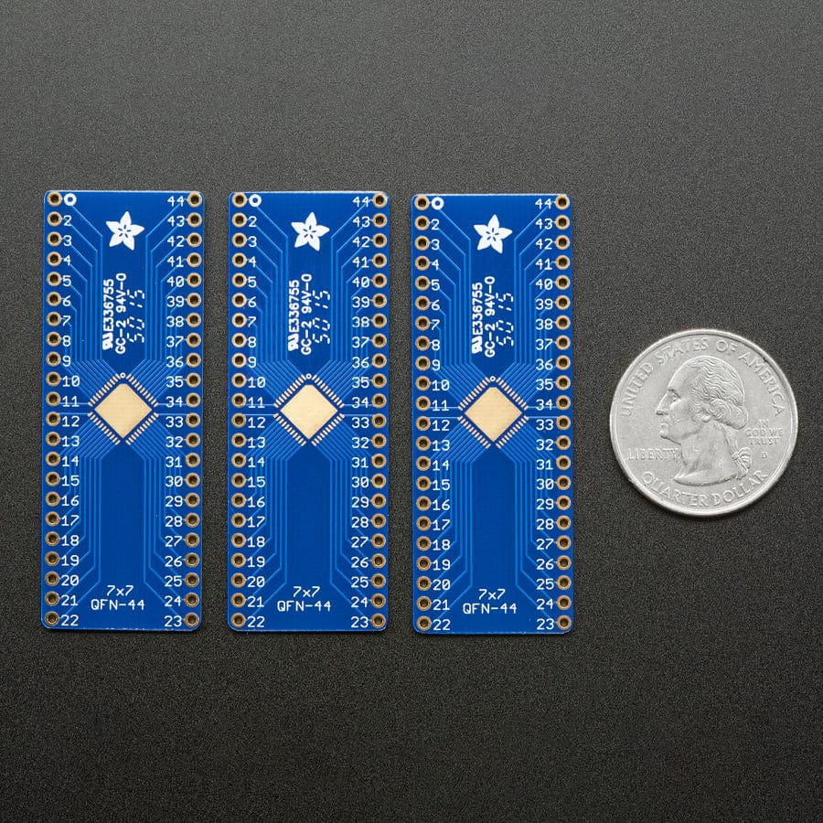 SMT Breakout PCB for 44-QFN or 44-TQFP - 3 Pack by Adafruit - The Pi Hut