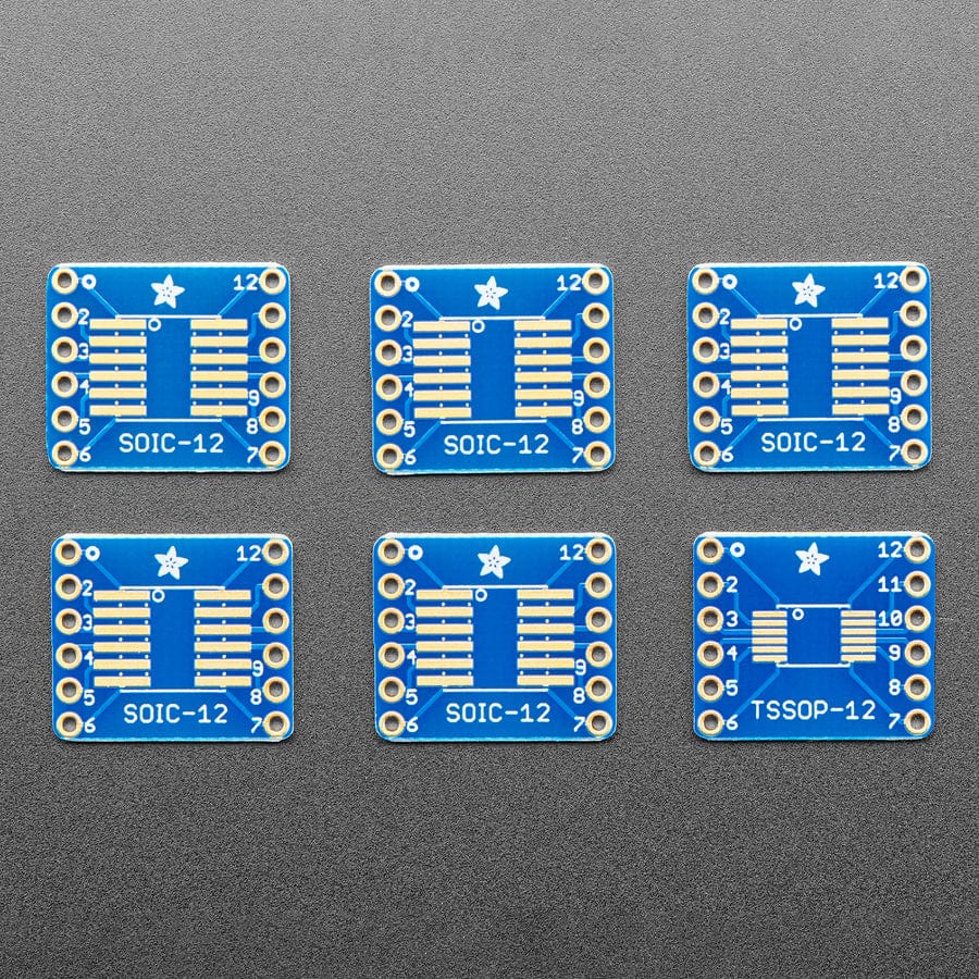 SMT Breakout PCB for SOIC-12 or TSSOP-12 - 6 Pack! by Adafruit - The Pi Hut