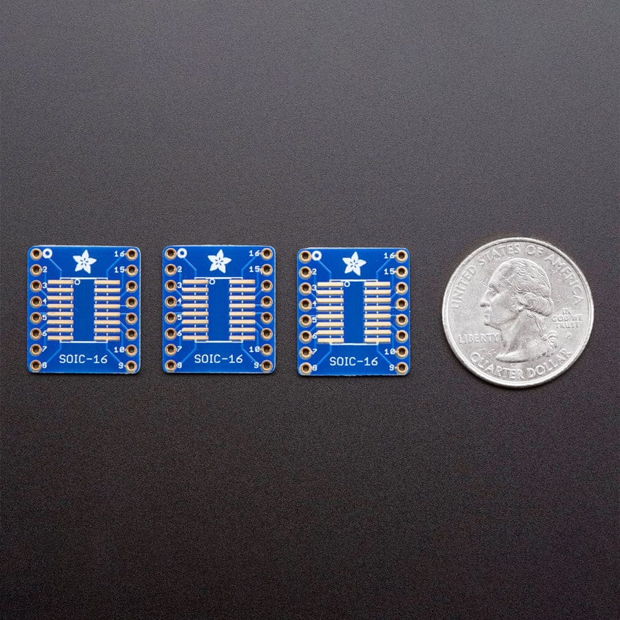 SMT Breakout PCB for SOIC-16 or TSSOP-16 - 3 Pack! by Adafruit - The Pi Hut
