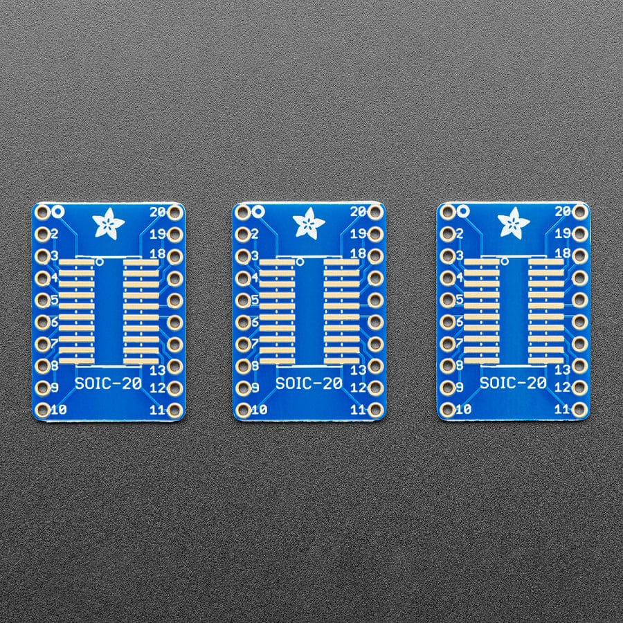 SMT Breakout PCB for SOIC-20 or TSSOP-20 - 3 Pack by Adafruit - The Pi Hut