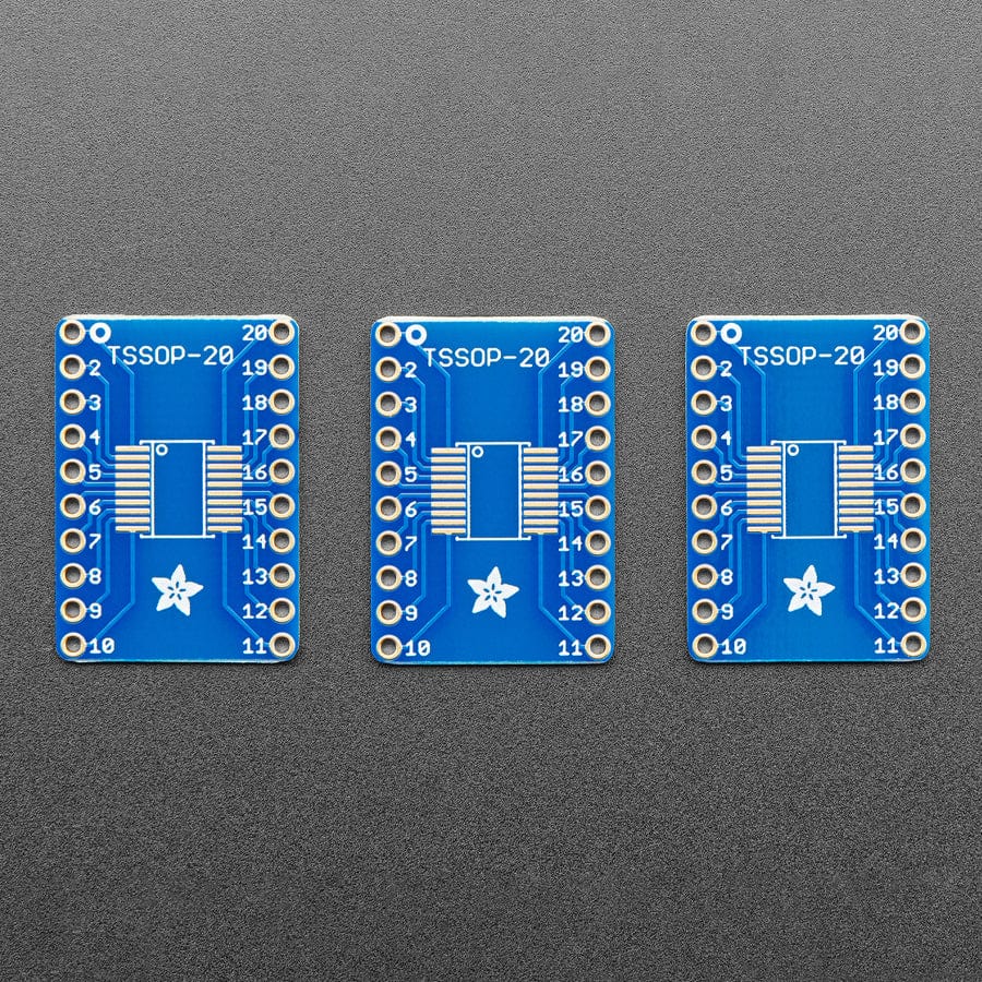 SMT Breakout PCB for SOIC-20 or TSSOP-20 - 3 Pack by Adafruit - The Pi Hut