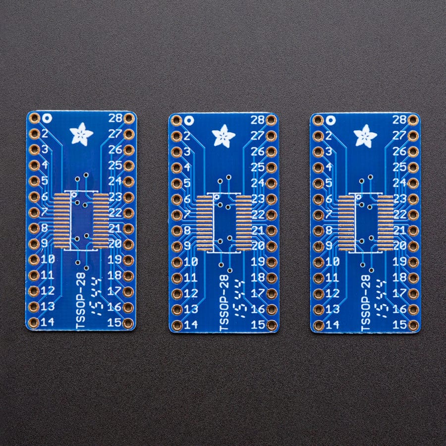 SMT Breakout PCB for SOIC-28 or TSSOP-28 - 3 Pack! by Adafruit - The Pi Hut