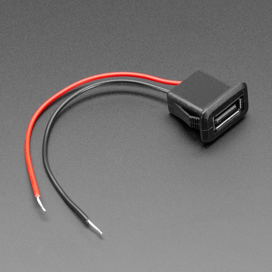 Snap-In Panel Mount Cable - USB-A Socket to 2 Wires by Adafruit - The Pi Hut