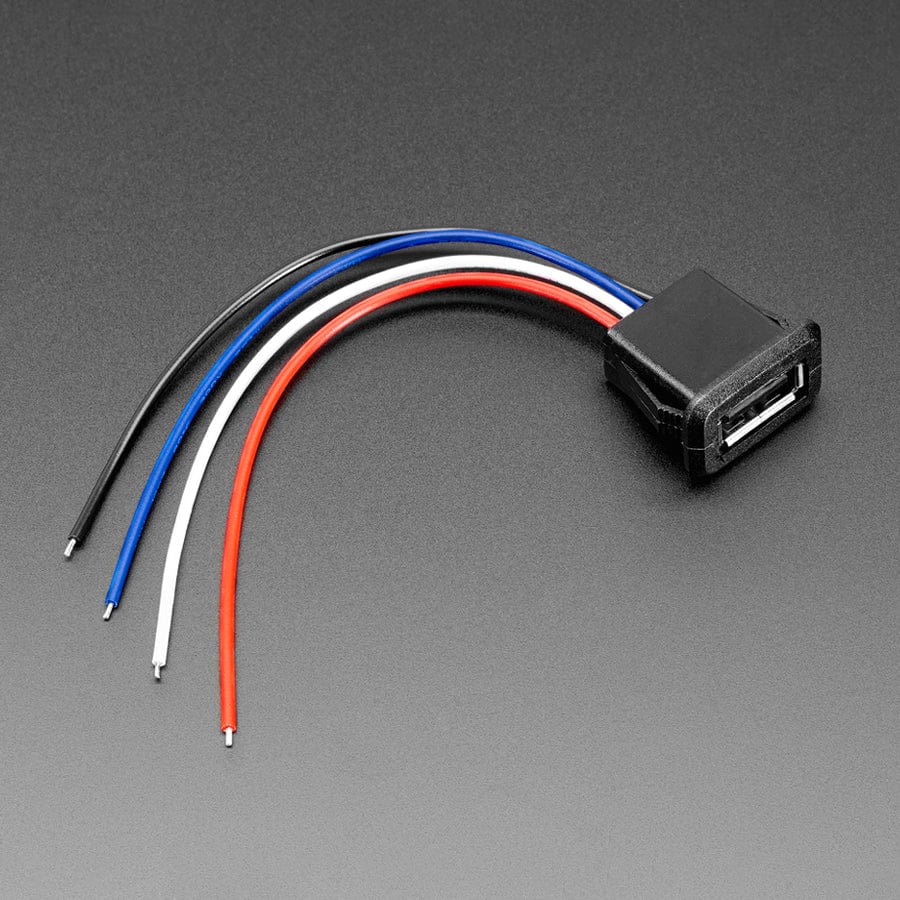 Snap-In Panel Mount Cable - USB Type A Socket to 4 Wires by Adafruit - The Pi Hut