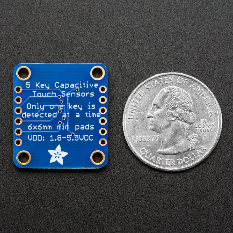 Standalone 5-Pad Capacitive Touch Sensor Breakout - AT42QT1070 by Adafruit - The Pi Hut