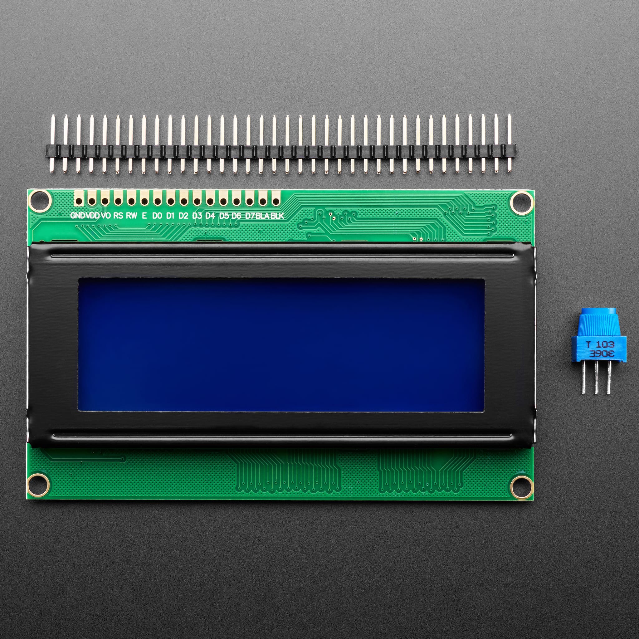Standard LCD 20x4 + extras (white on blue) by Adafruit - The Pi Hut