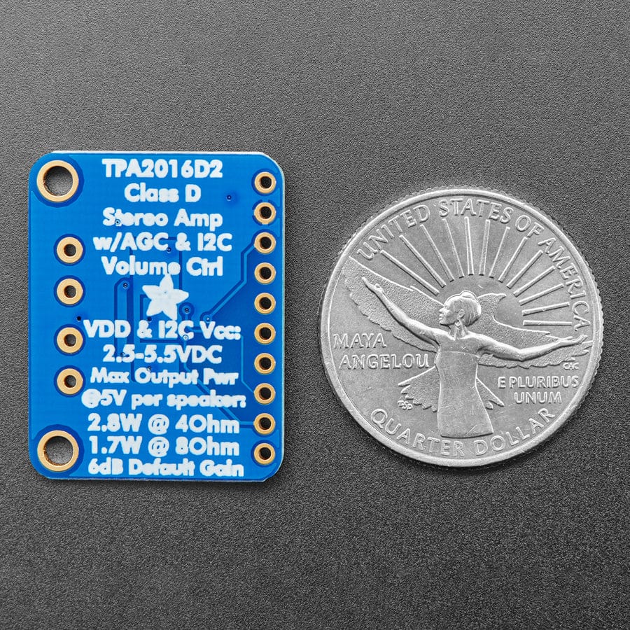 Stereo 2.8W Class D Audio Amplifier - I2C Control AGC - TPA2016 by Adafruit - The Pi Hut