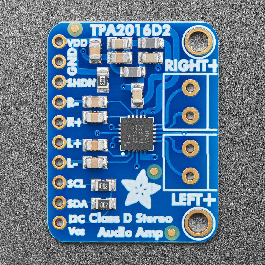 Stereo 2.8W Class D Audio Amplifier - I2C Control AGC - TPA2016 by Adafruit - The Pi Hut