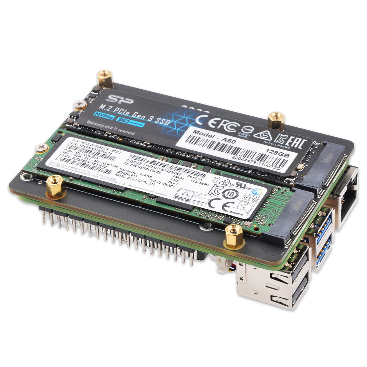 SupTronics X1005 Bottom-Mount Dual-NVMe Add-on for Raspberry Pi 5 by SupTronics - The Pi Hut