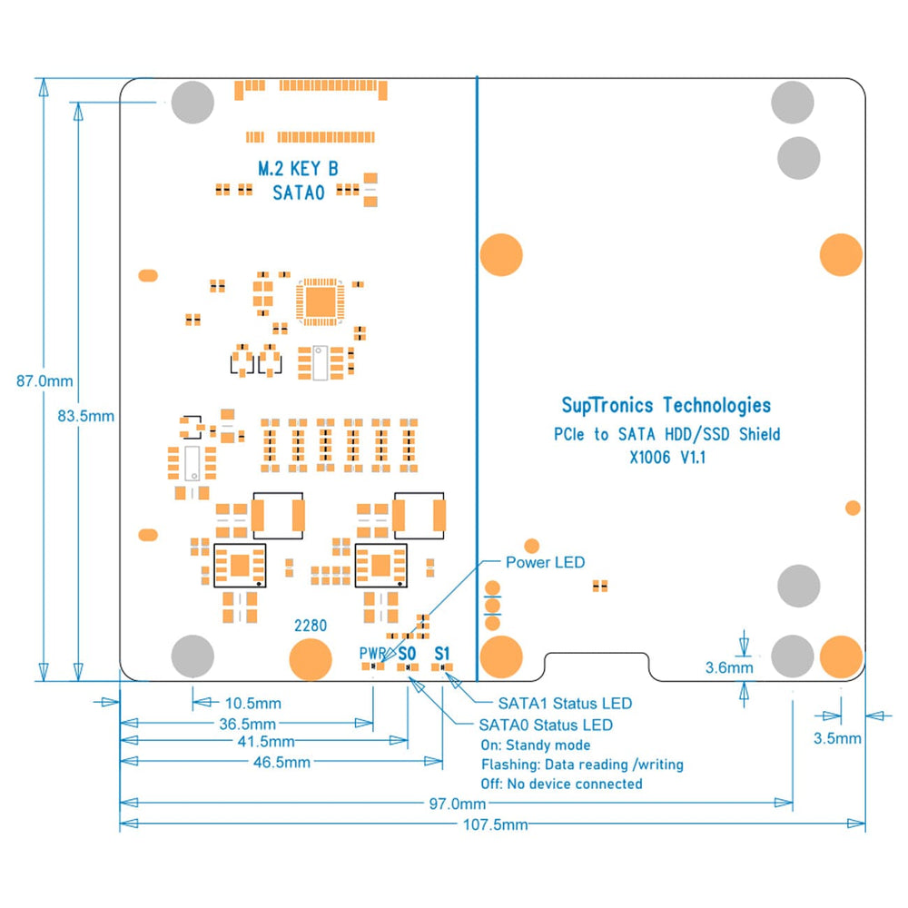 SupTronics X1006 SATA + NVMe Expansion for Raspberry Pi 5 by SupTronics - The Pi Hut