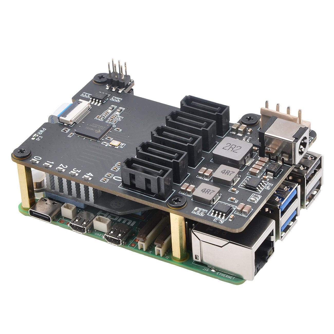 SupTronics X1009 5-Port SATA Add-on for Raspberry Pi 5 by SupTronics - The Pi Hut