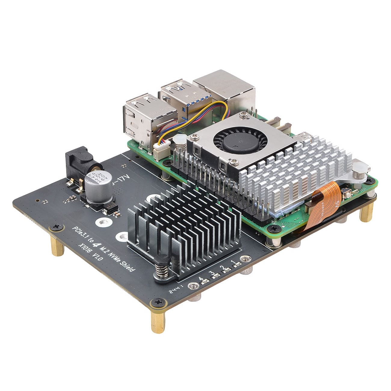 SupTronics X1016 Four-Slot NVMe Add-on for Raspberry Pi 5 by SupTronics - The Pi Hut