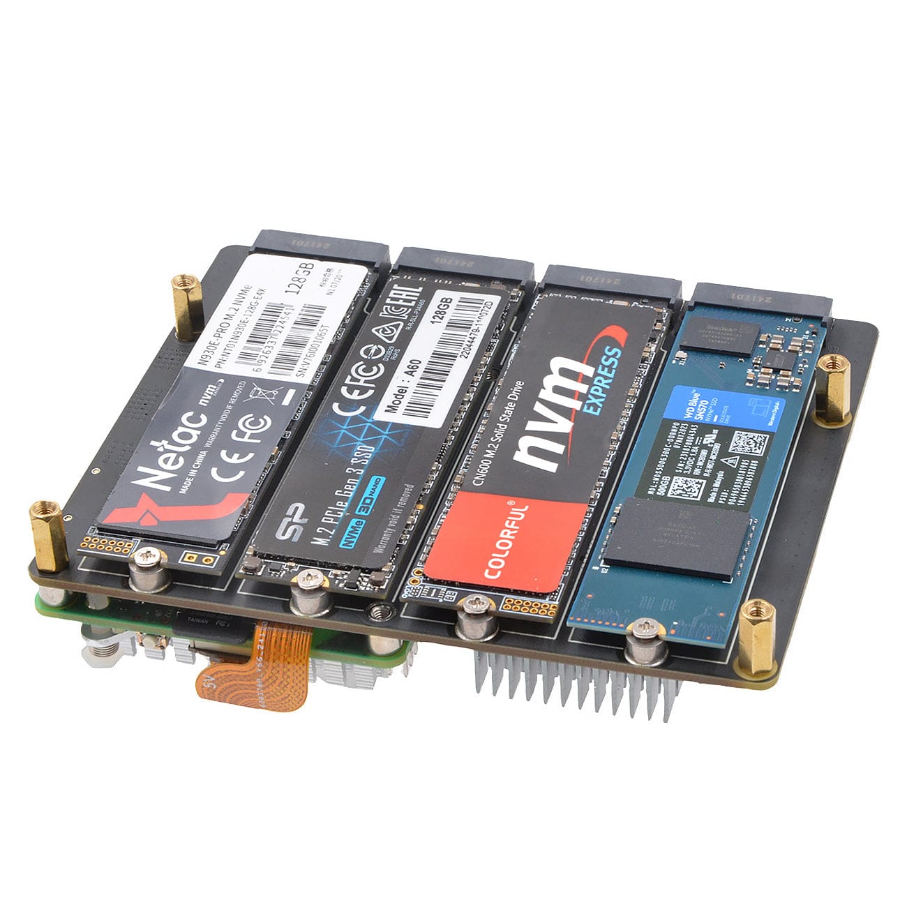 SupTronics X1016 Four-Slot NVMe Add-on for Raspberry Pi 5 by SupTronics - The Pi Hut